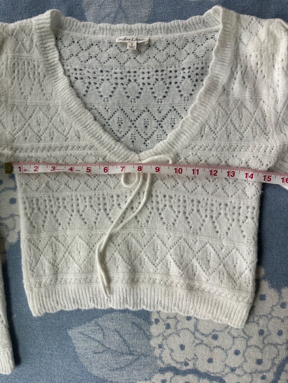 For Love and Lemons | Coastal Cowgirl White Crochet Cardigan - Small - Picture 5 of 8